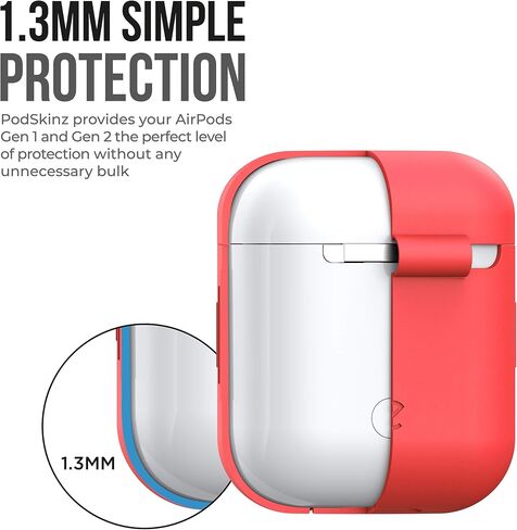 KeyBudz AirPods 2 & 1 Case [Front LED Visible] Protective Silicone Cover and Skin Compatible with Apple AirPods (Without Carabiner, Lava Red) in Saudi Arabia