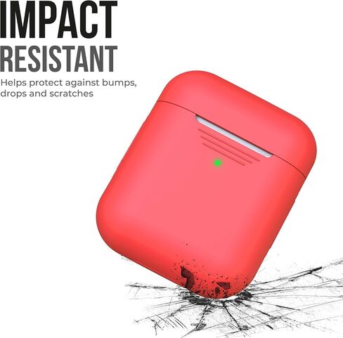 KeyBudz AirPods 2 & 1 Case [Front LED Visible] Protective Silicone Cover and Skin Compatible with Apple AirPods (Without Carabiner, Lava Red) in Saudi Arabia