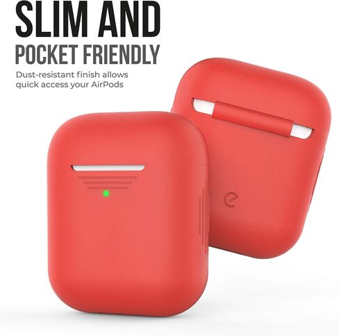KeyBudz AirPods 2 & 1 Case [Front LED Visible] Protective Silicone Cover and Skin Compatible with Apple AirPods (Without Carabiner, Lava Red) in Saudi Arabia