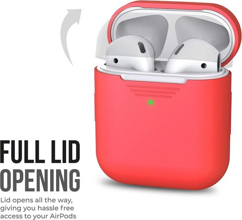 KeyBudz AirPods 2 & 1 Case [Front LED Visible] Protective Silicone Cover and Skin Compatible with Apple AirPods (Without Carabiner, Lava Red) in Saudi Arabia