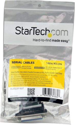 StarTech.com Low Profile 16in Parallel Port Header Cable Adapter w/ Bracket – DB25 to IDC26 Parallel Port Bracket DB-25 (F) to IDC 26 (F) (PLATE25F16LP), Gray in Saudi Arabia