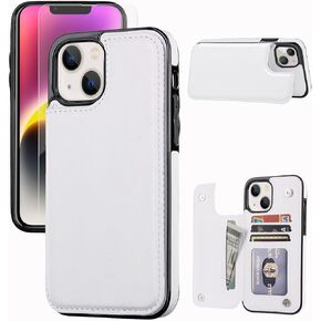 Wallet Case Compatible with iPhone 15 Plus (6.7"),Slim Protective case with Card Holder,Premium PU Leather Kickstand Card Slots Case with 1 Screen Protective Glass-Rose Gold
