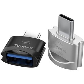 USB C to USB Adapter Pack of 2 (Black/Silver) USB Female to USB C Male OTG Cable for MacBook Air Pro 2020, iMac iPad Pro 2021 Supports High-Speed Data Transmission