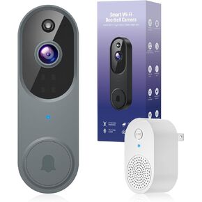 BITEPASS 1080p Video Doorbell Camera Wireless with Ring Chime, AI Human Detection, 2-Way Audio, FHD Live View, Wire-Free, Night Vision, Cloud Storage, Battery Powered, Indoor Outdoor Surveillance