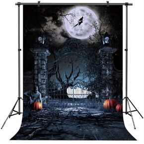 5X7FT Halloween Backdrop Horror Manor Moon Pumpkin Ghost Happy Halloween Party Backdrops Vinyl Photo Studio Photo Portrait Photography Background DH-207