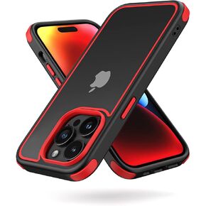 Compatible with iPhone 14 Pro Max Case, with Multicolor Protective Shockproof Bumpers, Crystal Clear Back Not Yellowing Anti-Scratch Hard PC Back & Soft Silicone TPU Frame Cover - Black/Red