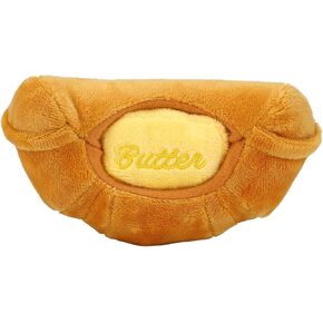Croissant Dog Squeaky Toys for Teething, Plush Squeaky Dog Toys Cute Funny Interactive Stuffed Pet Plush