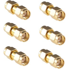 6pcs Antenna Adapter RPSMA Male to RP-SMA Male Connector Splitter Converter for Wi-Fi Antenna Radio FPV Drone(F11-6)