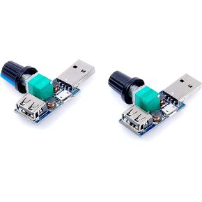 2pcs DC 5V USB Fan stepless Speed Controller Regulator with Switch Speed Module Input DC 4-12V to 2.5-8V 5W