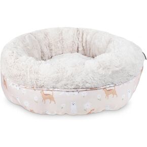 Fringe Studio Cat Bird Daisy Lite Peach Small Circle Pet Bed 18"- Poly Filled with Faux Fur Interior - Machine Washable