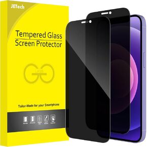 JETech Privacy Full Coverage Screen Protector for iPhone 12 Pro Max 6.7-Inch, Anti-Spy Tempered Glass Film, Edge to Edge Protection Case-Friendly, 2-Pack