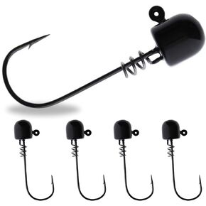 Reaction Tackle Tungsten ScrewLock Ned Rig Jig Heads/Weedless Fishing Lure/Finesse Fishing Jig for Bass, Walleye, and More (5-Pack)