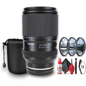 Tamron 28-300mm f/4-7.1 Di III VC VXD Lens for Sony E (A074) Bundle Including: Filter Kit, Lens Pouch, Cleaning Kit, Lens Cap Keeper