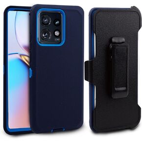 Compatible for Motorola Moto Edge 5G 2024 Case, Durable Military-Grade Belt Clip Holster Heavy Duty Defender Case Dustproof Shockproof Protection 3 in 1 Rugged Cover (Defender Black)