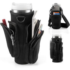 Water Bottle Carrier Bag with Phone Pocket for Stanley, Water Bottle Holder with Strap for Stanley Accessories 40 oz, Stanley Cup Accessories Total 3 Pockets, Stanley Cup Bag