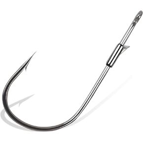 Fishing Worm Hooks - Heavy Cover Flipping Hooks with Bait Keeper Straight Shank Worm Hook Bass Fishing Drop Shot Hook Weedless Wacky Neko Rig Hooks Punching Pitching Bait Hooks Freshwater