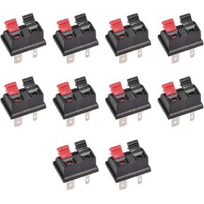 uxcell 2 Way Spring Speaker Terminal Clip Push Release Connector Cable Terminals Strip Block WP2-203 10Pcs