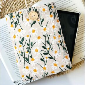 for Kindle Sleeve 6-7 Inch Embroidered Flowers - Compatible with Kindle Paperwhite/Basic 6'', for Paperwhite 6.8 Inch/Signature Edition 6.8'' Floral Cotton Padded for Kindle Pouch Sleeve Case