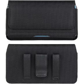 Nylon Cell Phone Pouch Belt Holster Case Compatible for Samsung Galaxy S24 Ultra / S23 Ultra / A14 A23 A13 A03s A32 / Moto G Power Play Stylus/Pixel 8 Pro/OnePlus 12 12R 11 / Xiaomi 13 Pro (XL)