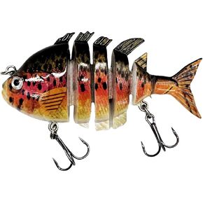 Bestac Topwater Fishing Lures Set for Freshwater and Saltwater,Lifelike Multi Jointed Swimbaits with Treble Hooks 3D Eyes Depth from One to Three Feet 3.5in/0.85oz
