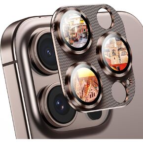 Korecase Camera Lens Protector for iPhone 16 Pro Max & iPhone 16 Pro, Metal Tempered Glass Camera Cover Film, Strong Adhesion, 9H Hardness Anti-Scratch Camera Rear Lens Protector 2024,Desert Titanium