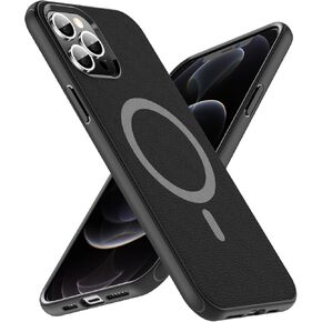 xiwxi 𝟐𝟎𝟐𝟐 𝐔𝐩𝐠𝐫𝐚𝐝𝐞𝐝 Magnetic Case for iPhone 12 Pro Max Case,[Military Grade Drop Protection] [Compatible with MagSafe] [Scratch-Resistant Back],TPU+Soft Silicone Phone Case-Black
