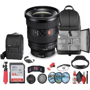 Sony FE 16-35mm f/2.8 GM II Wide Angle Zoom Lens E (SEL1635GM2) + 64GB Memory Card + Filter Kit + Backpack + Flexible Tripod + Cap Keeper + Cleaning Kit + Memory Card Wallet + More (Renewed)