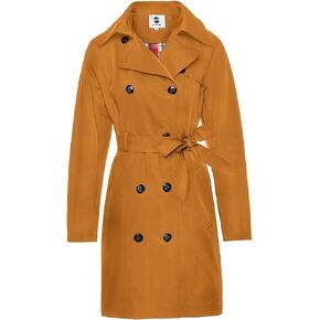 SaphiRose Women's Water-Resistant Trench Coat Double-Breasted Long Peacoat with Removable Hood