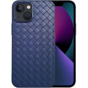 Compatible with iPhone 13 Braided Breathable Mesh Weave Grid Silicone TPU Cell Phone Mobile Basic Back Case Cover (Red)