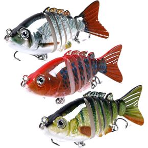 3 PCS Multi Jointed Fishing Lures for Bass,Topwater Fishing Lure Kit,Multi Jointed Swimbaits,Realistic Slow Sinking Swimming Bass Lures for Freshwater and Seawater Fishing Accessories