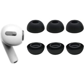 Ear Tips Replacement for Airpods Pro Headphones, [Fit in case] Silicon Earbud Covers Eartips Ear Gels, Large Size 3 Pairs, Ultra Soft, Perfect for Airpods Pro, Black L