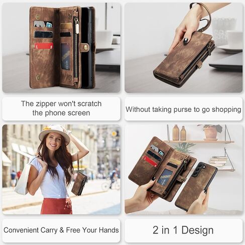 حافظة هاتف Asuwish لهاتف Samsung Galaxy S21 FE Gaxaly S 21 FE 5G بسحاب مع واقي شاشة من الزجاج المقسى وحامل بطاقة قلاب وإكسسوارات خلوية Glaxay S21FE5G UW S21FE 21S G5 للنساء باللون البني in Saudi Arabia