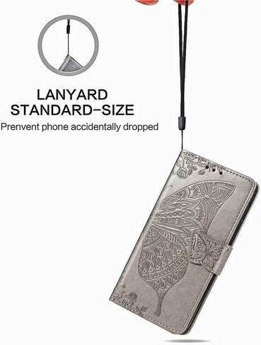 MEUPZZK Wallet Case for Samsung Galaxy S21+/S21 Plus, Embossed Butterfly Flower Premium PU Leather [Folio Flip][Kickstand][Card Slots][Wrist Strap][6.7 inch] Cover for Samsung S21 Plus (A-Grey) in Saudi Arabia