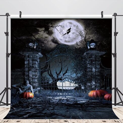 5X7FT Halloween Backdrop Horror Manor Moon Pumpkin Ghost Happy Halloween Party Backdrops Vinyl Photo Studio Photo Portrait Photography Background DH-207 in Saudi Arabia