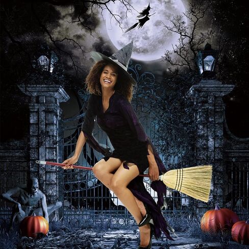 5X7FT Halloween Backdrop Horror Manor Moon Pumpkin Ghost Happy Halloween Party Backdrops Vinyl Photo Studio Photo Portrait Photography Background DH-207 in Saudi Arabia