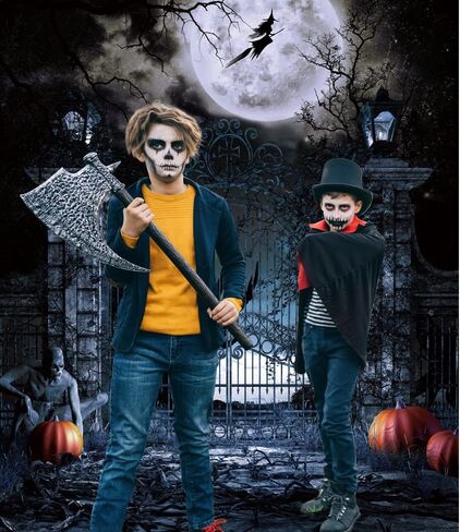 5X7FT Halloween Backdrop Horror Manor Moon Pumpkin Ghost Happy Halloween Party Backdrops Vinyl Photo Studio Photo Portrait Photography Background DH-207 in Saudi Arabia