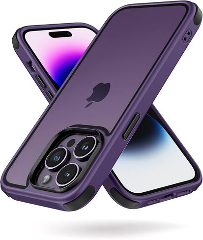 متوافق مع حافظة iPhone 14 Pro Max، مع مصدات واقية متعددة الألوان مقاومة للصدمات، وظهر شفاف كريستالي لا يصفر وظهر صلب من البولي كربونات مضاد للخدش وغطاء إطاري من السيليكون الناعم من مادة TPU - أسود/أحمر in Saudi Arabia