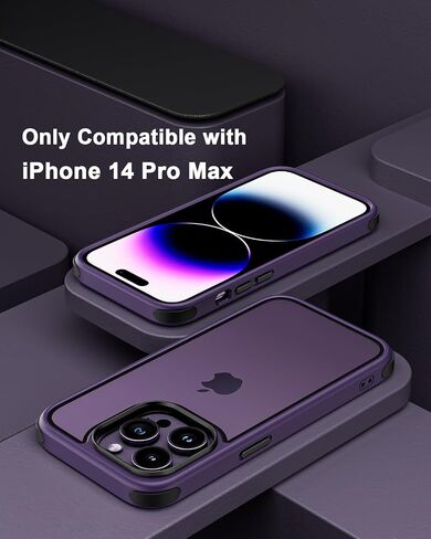 متوافق مع حافظة iPhone 14 Pro Max، مع مصدات واقية متعددة الألوان مقاومة للصدمات، وظهر شفاف كريستالي لا يصفر وظهر صلب من البولي كربونات مضاد للخدش وغطاء إطاري من السيليكون الناعم من مادة TPU - أسود/أحمر in Saudi Arabia