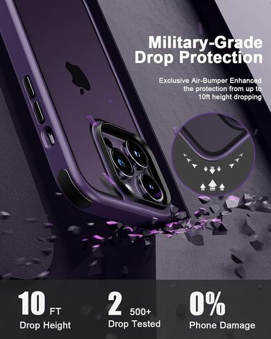 متوافق مع حافظة iPhone 14 Pro Max، مع مصدات واقية متعددة الألوان مقاومة للصدمات، وظهر شفاف كريستالي لا يصفر وظهر صلب من البولي كربونات مضاد للخدش وغطاء إطاري من السيليكون الناعم من مادة TPU - أسود/أحمر in Saudi Arabia