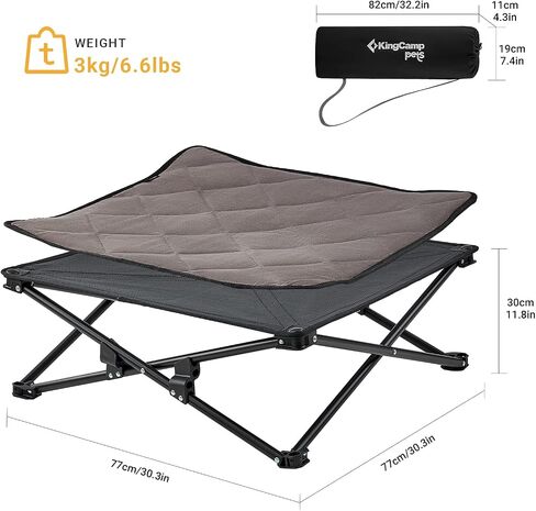 سرير كلب KINGCAMP ثابت قابل للطي ومبرد ومرتفع للكلاب، سرير كلب مرتفع قابل للغسل، سرير كلب قابل للغسل، قابل للغسل، سفر، تخييم، سرير كلب في الهواء الطلق، 3 مقاسات صغيرة ومتوسطة وكبيرة in Saudi Arabia