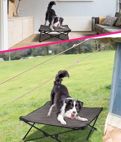 سرير كلب KINGCAMP ثابت قابل للطي ومبرد ومرتفع للكلاب، سرير كلب مرتفع قابل للغسل، سرير كلب قابل للغسل، قابل للغسل، سفر، تخييم، سرير كلب في الهواء الطلق، 3 مقاسات صغيرة ومتوسطة وكبيرة in Kuwait