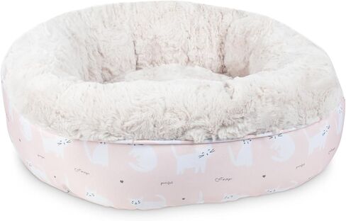 Fringe Studio Cat Bird Daisy Lite Peach Small Circle Pet Bed 18"- Poly Filled with Faux Fur Interior - Machine Washable in Kuwait
