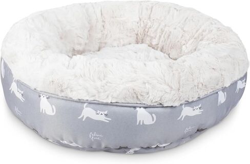Fringe Studio Cat Bird Daisy Lite Peach Small Circle Pet Bed 18"- Poly Filled with Faux Fur Interior - Machine Washable in Kuwait