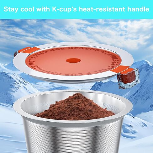 أكواب Nessus K قابلة لإعادة الاستخدام من أجل Keurig، مقابض مقاومة للحرارة لأكواب K من الفولاذ المقاوم للصدأ، أوعية قهوة قابلة لإعادة الاستخدام متوافقة مع ماكينة القهوة Keurig 1.0 (عبوتان) in Saudi Arabia