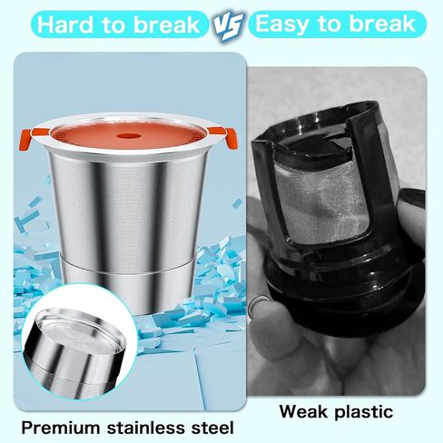 أكواب Nessus K قابلة لإعادة الاستخدام من أجل Keurig، مقابض مقاومة للحرارة لأكواب K من الفولاذ المقاوم للصدأ، أوعية قهوة قابلة لإعادة الاستخدام متوافقة مع ماكينة القهوة Keurig 1.0 (عبوتان) in Saudi Arabia