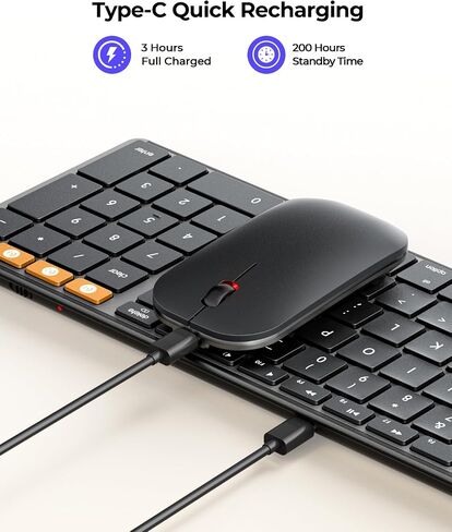 Wireless Bluetooth Keyboard and Mouse for Mac, Multi-Device Rechargeable Slim Keyboard and Mouse Stainless Steel Full Size, Compatible with MacBook Pro/Air, iPad, iMac - Orange Connect Button in Kuwait