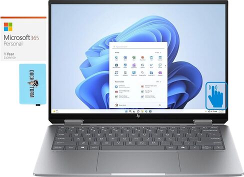 HP Envy x360 14-fc0033dx Home & Business 2-in-1 Laptop (Intel Ultra 7-155U 12-Core, 32GB LPDDR5 6400MHz RAM, 2TB PCIe SSD, Intel Graphics, Win 11 Pro) with MS 365 Personal, Dockztorm Hub in Saudi Arabia