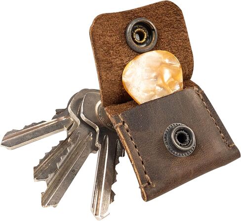 Rustic Leather Switch Cartridge Game Keychain/SD Card/Guitar Pick Holder Handmade by Hide & Drink (Charcoal Black) in Saudi Arabia