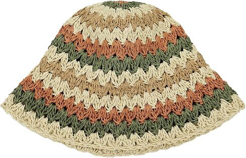 قبعة Glutt النسائية من القش للشمس قابلة للطي للشاطئ، قبعة دلو مرنة in Kuwait