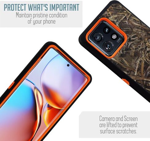 متوافق مع حافظة Motorola Moto Edge 5G 2024، حافظة متينة بمشبك حزام من الدرجة العسكرية، حافظة حماية شديدة التحمل ضد الغبار والصدمات، غطاء متين 3 في 1 (أسود المدافع) in Kuwait